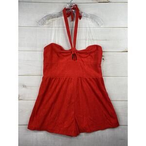 Wild Fable Shortall Womens L Red Terry Cloth Short Romper Halter Beach NWT!